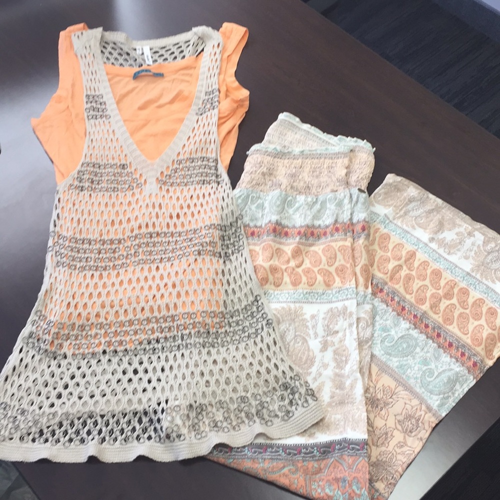 Studio Y Crochet tank with metal embellishments